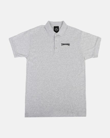 Thrasher Polo T-Shirt in Grey with front logo