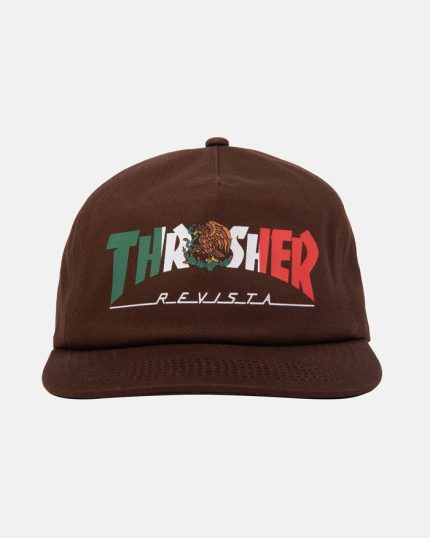 Brown Thrasher cap with Mexico flag-colored Revista logo