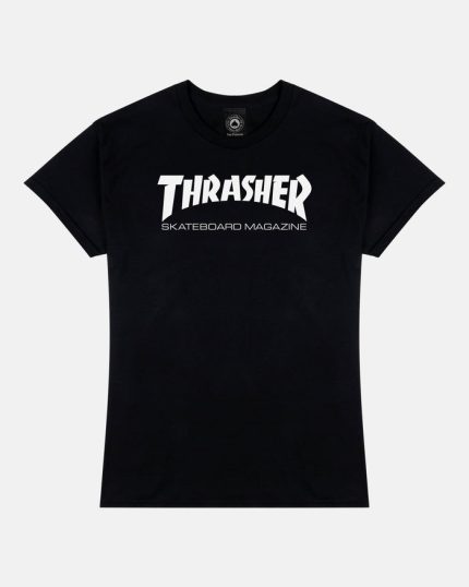 Thrasher Magazine Black Classic Logo Tee with front print