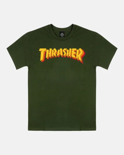 Thrasher Magazine Stacked Logo T-Shirt in Green